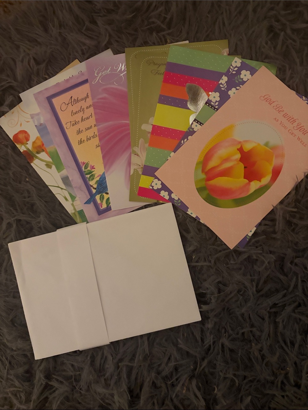 Colorful Get Well Soon Assorted Greeting Card Set - 10 cards/envelopes